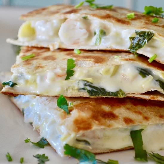 Spinach Artichoke Shrimp Quesadilla