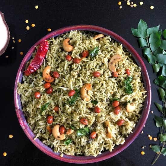 Pressure Cooker Curry Leaves Pulao