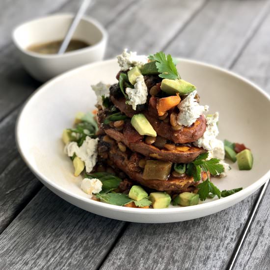 roasted sweet potato & lentil chili