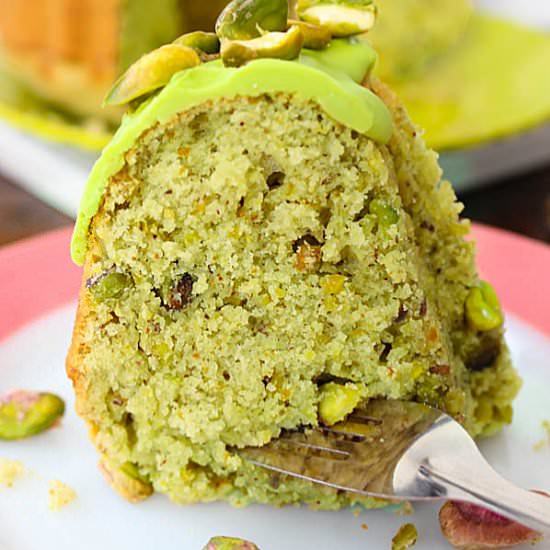 Pistachio bundt cake from scratch