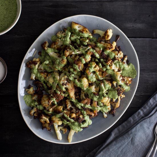 Crispy cauliflower with mint sauce