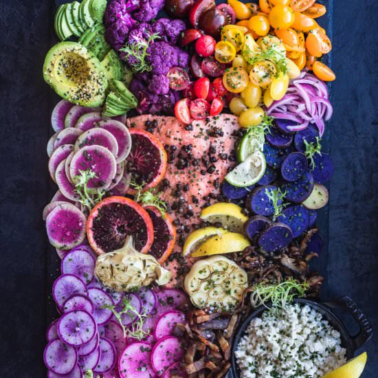 Salmon Rainbow Party Salad Board