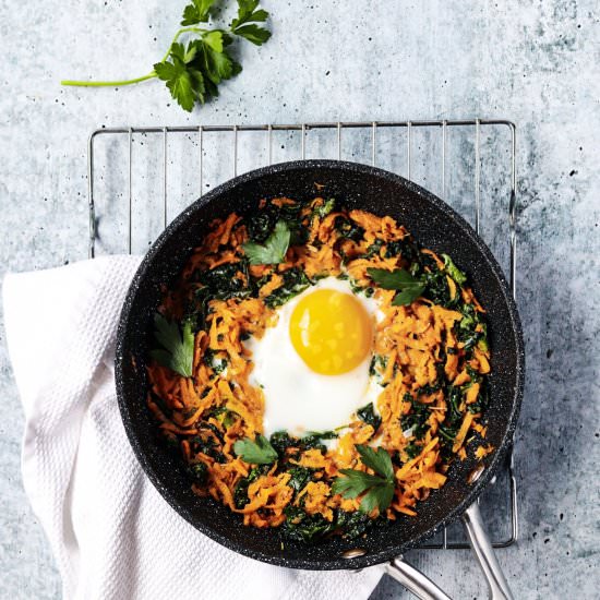 One-Skillet Sweet Potato Egg Hash