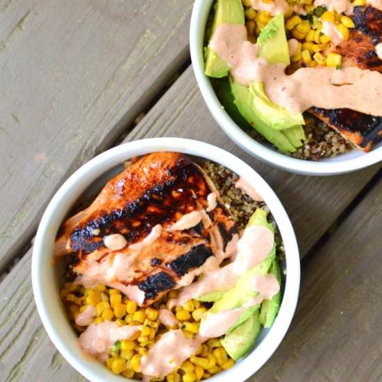 salmon quinoa bowls