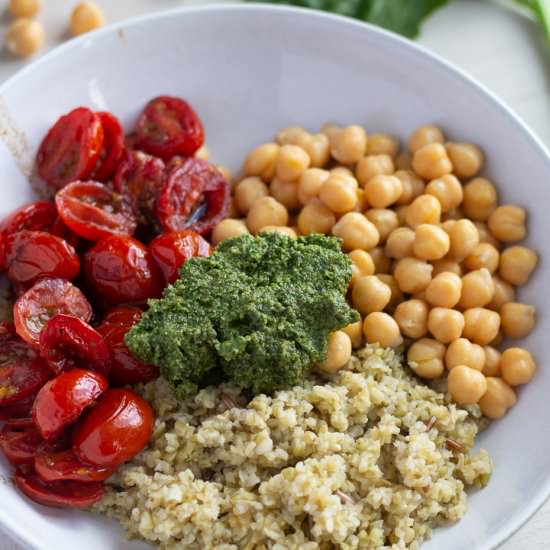 Mediterranean Pesto Chickpea Bowl