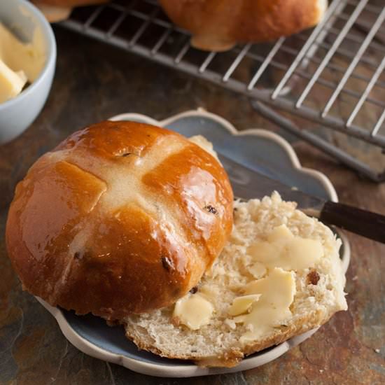 Sultana, Lemon, Thyme Hot Cross Bun