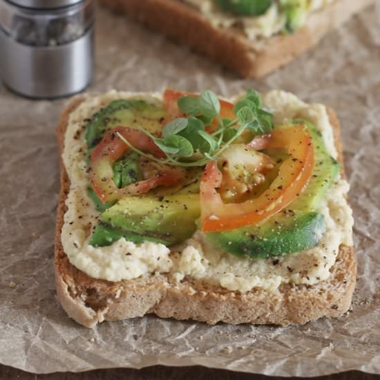 Avocado and Hummus on Toast