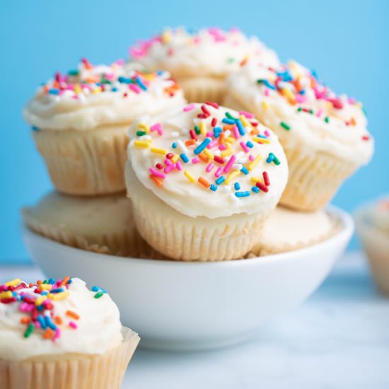 Vanilla Cupcakes with Sprinkles