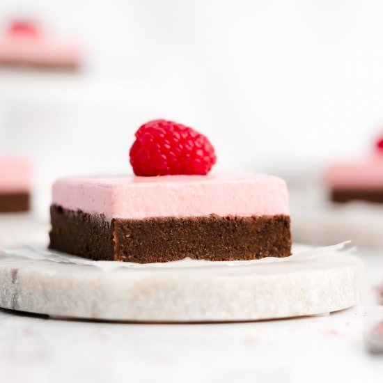 Fudgy Brownies + Raspberry Frosting