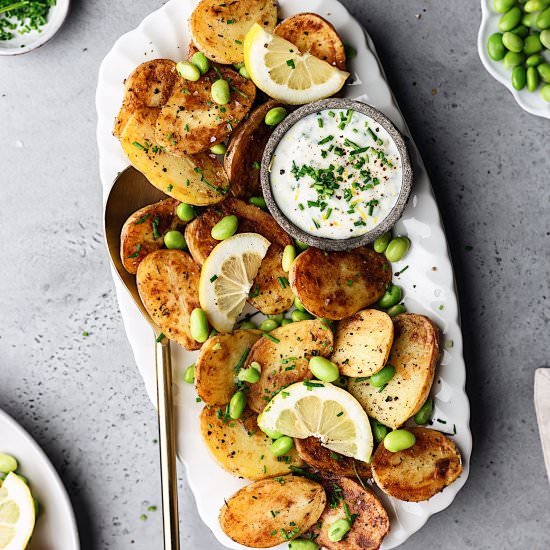 Sauteed New Potatoes with Edamame