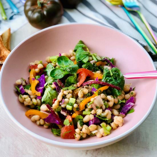 Haricot beans salad with yacon