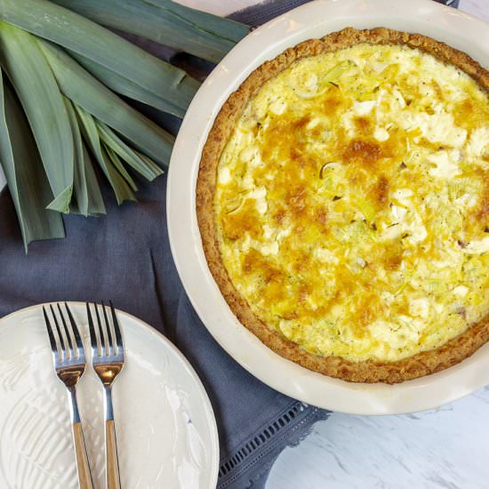 Ham Leeks and Goat Cheese Quiche