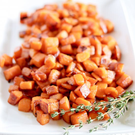 Pan Fried Maple Sweet Potatoes