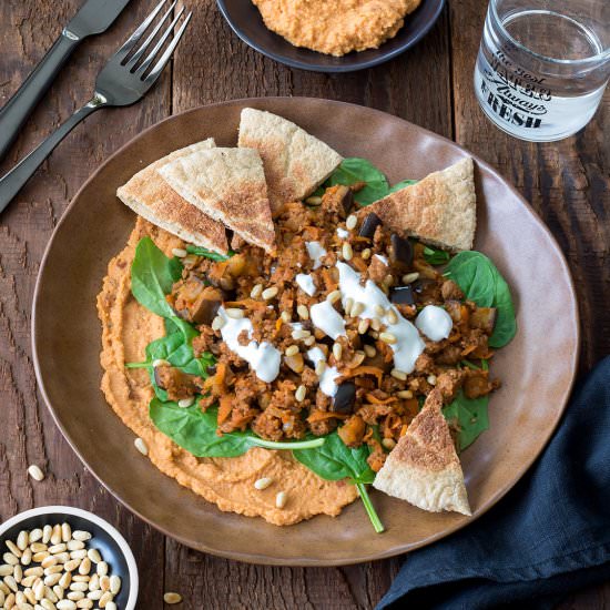 Spiced Lamb with Homemade Hummus