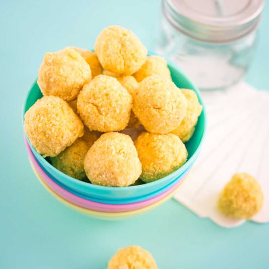 Nut free passionfruit bliss balls