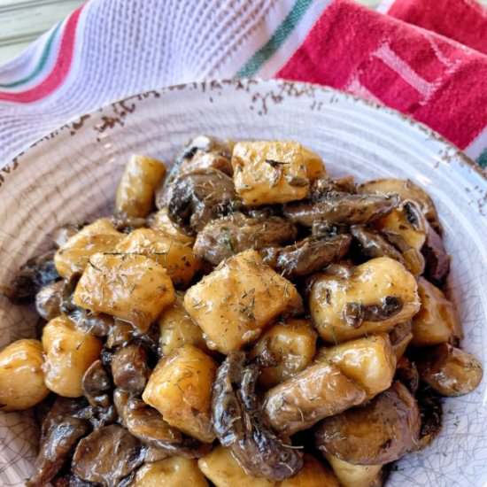 Mini Potato Dumplings and Mushrooms