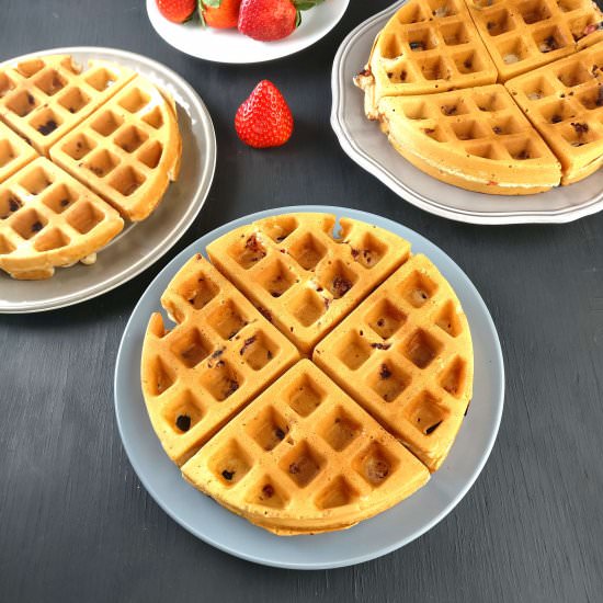 Eggless Strawberry Waffles Recipe