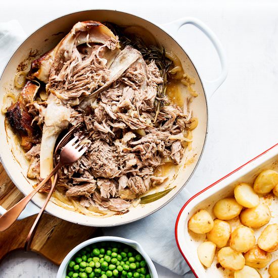 Slow Roast Lamb in White Wine