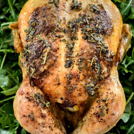 Roasted Chicken with Dijon Butter