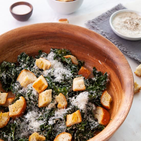 Tahini Caesar Kale Salad
