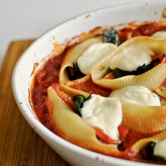 Stuffed shells with spinach &pepper