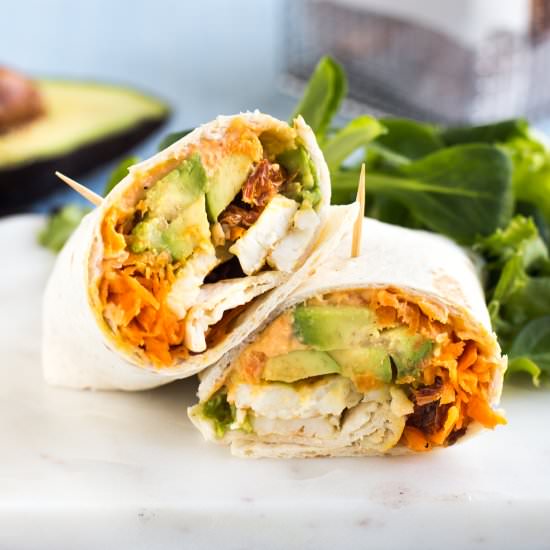 Avocado and halloumi wraps