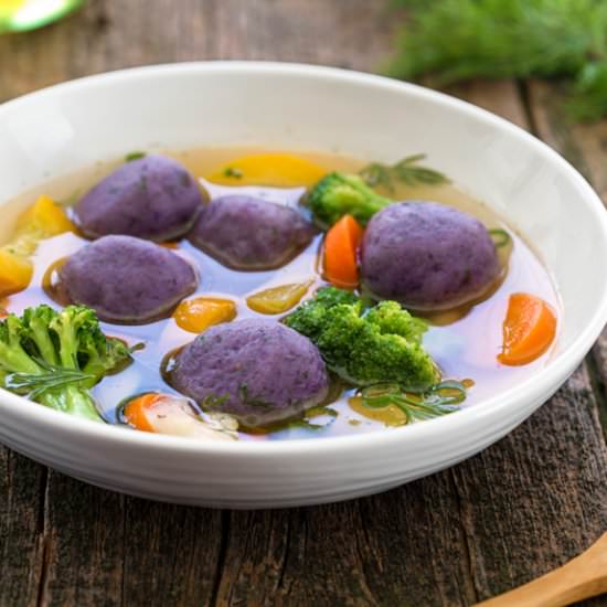 Purple Potato Kneidlach (Dumplings)
