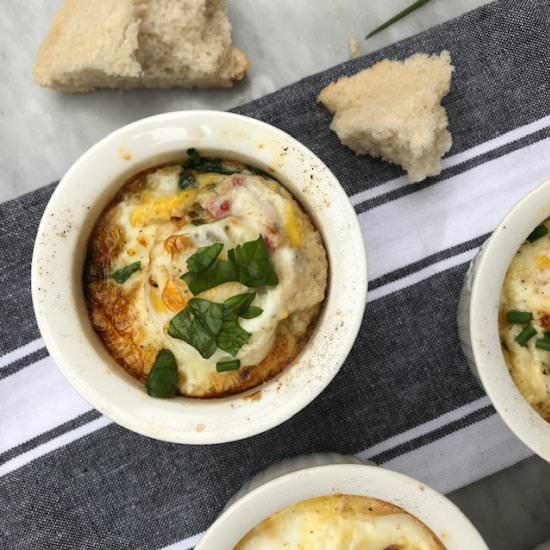 Baked Eggs with Cheese and Herbs