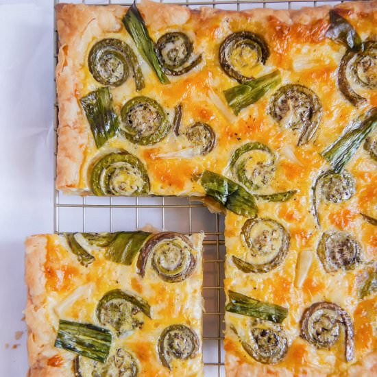 Fiddlehead Ramp Cheese Tart