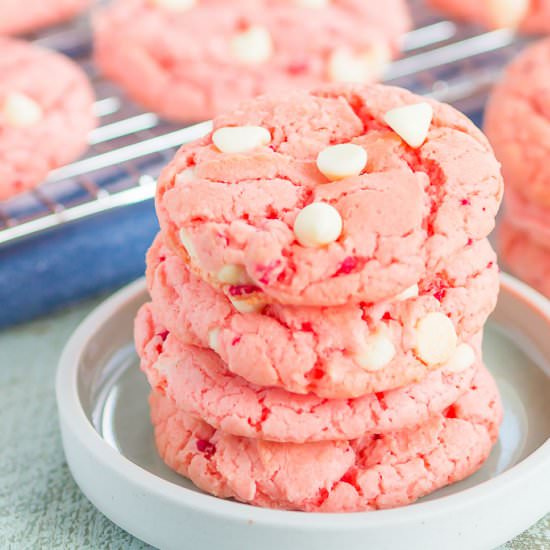 Strawberry Cake Mix Cookies
