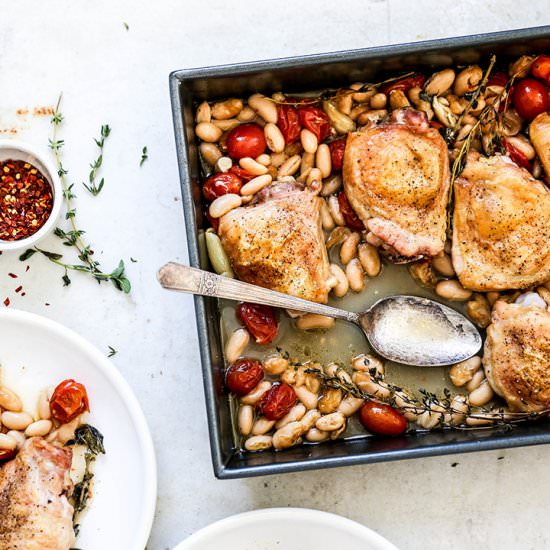 One-Pan Chicken and White Beans