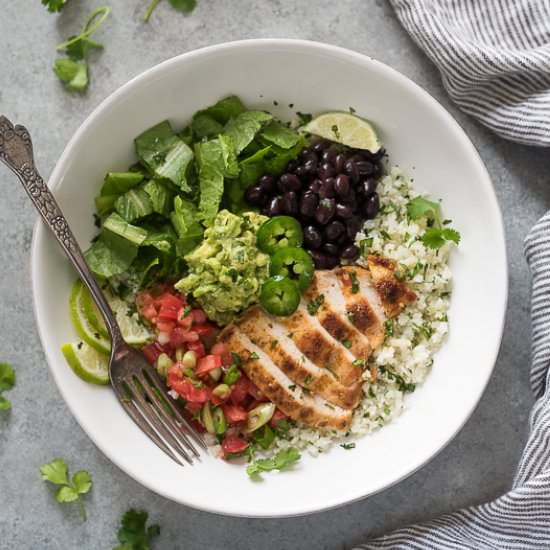 Low Carb Chicken Burrito Bowls