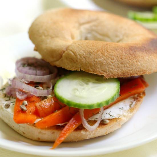 GF Bagel with Vegan Carrot Lox