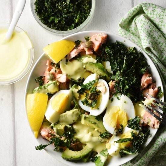 Salmon & Avocado Salad+Crispy Kale