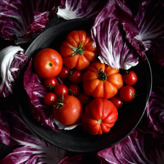 Burrata Caprese with radicchio