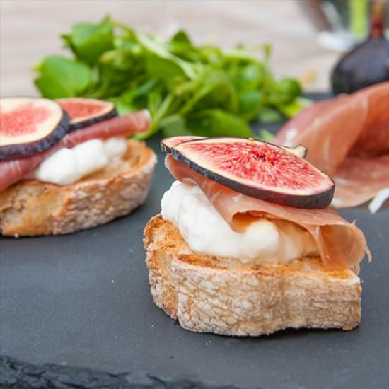 Ricotta, Prosciutto & Fig Crostini