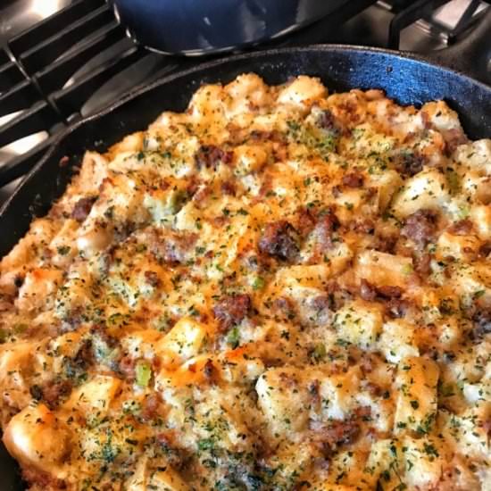 Bread Dumpling Sausage Skillet