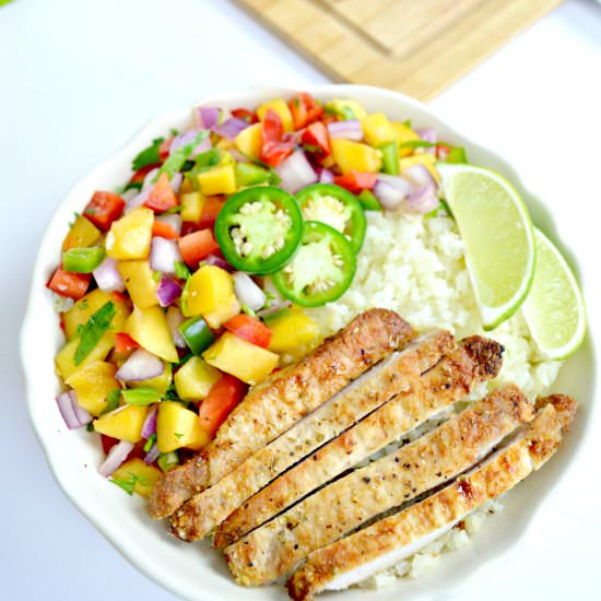 PORK CHOPS & PEACH SALSA BOWL