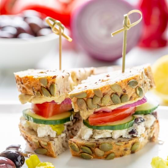 Greek Salad Hummus Sandwich