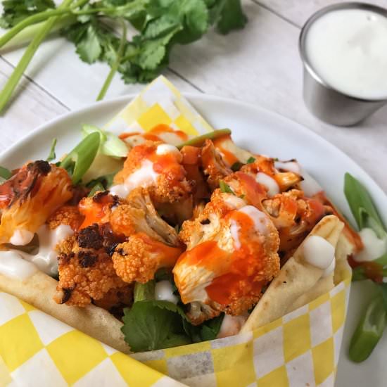 Buffalo Cauliflower Naan Wrap