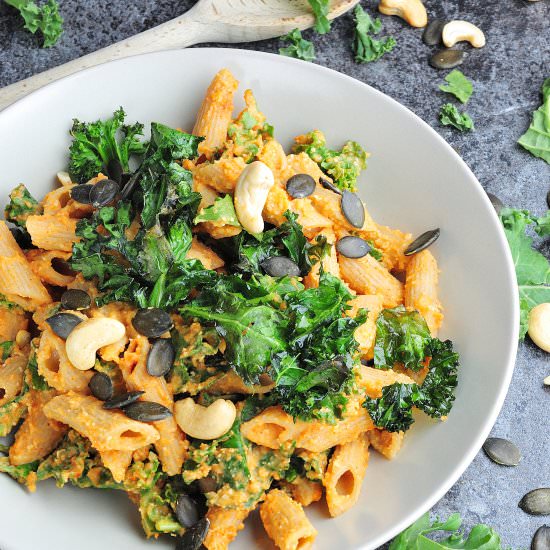 Sweet potato cream & kale pasta