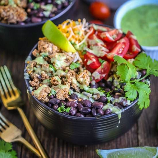 Chicken Burrito Bowls with Avocado