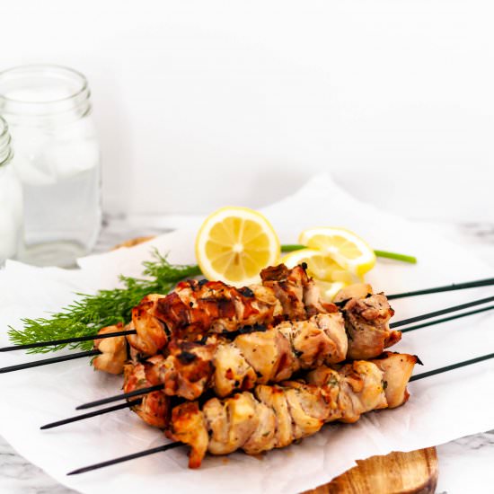 Lemon Dill Chicken Skewers