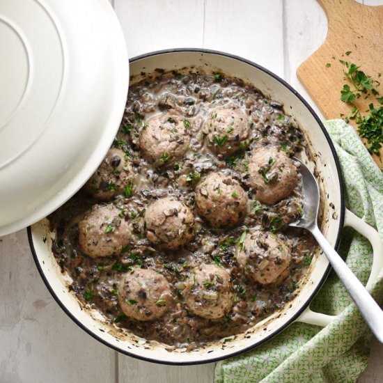 Healthy Meatballs in Mushroom Sauce