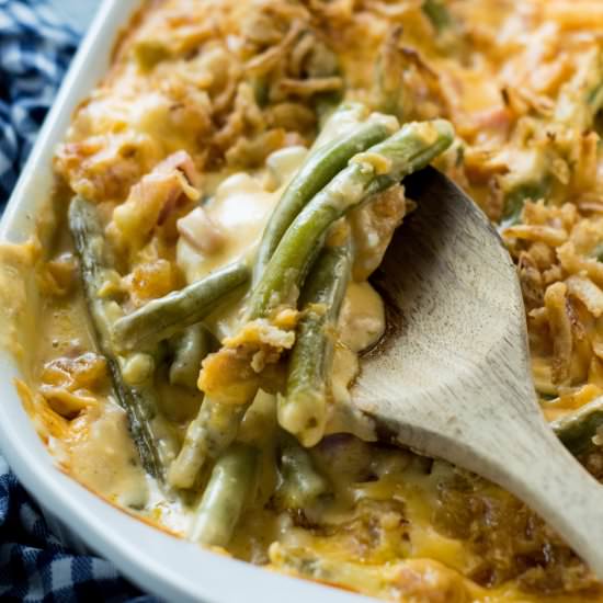 Cheesy Ham Green Bean Casserole