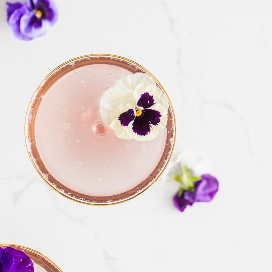 Spring Champagne & Violet Cocktail