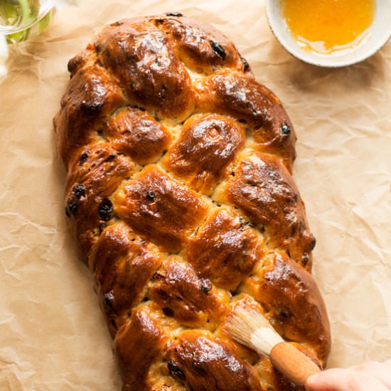 Vegan challah with fruit and nuts