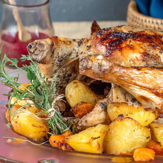 Roasted Chicken & Blackberry Gravy