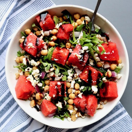 watermelon & feta farro salad