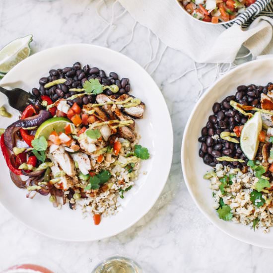 Healthy Chicken Burrito Bowls